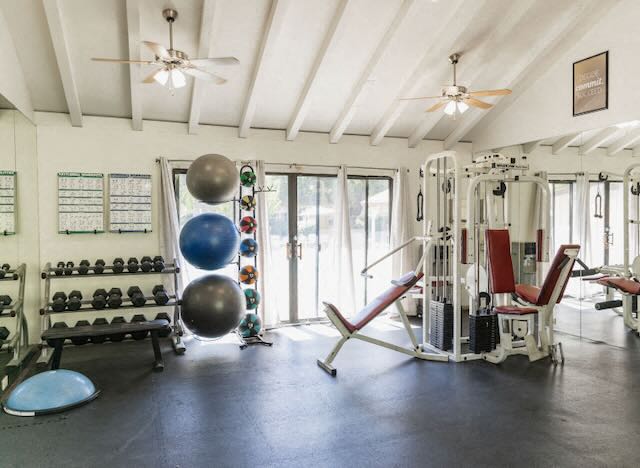 Fitness equipment in the gym at Cranbrook.